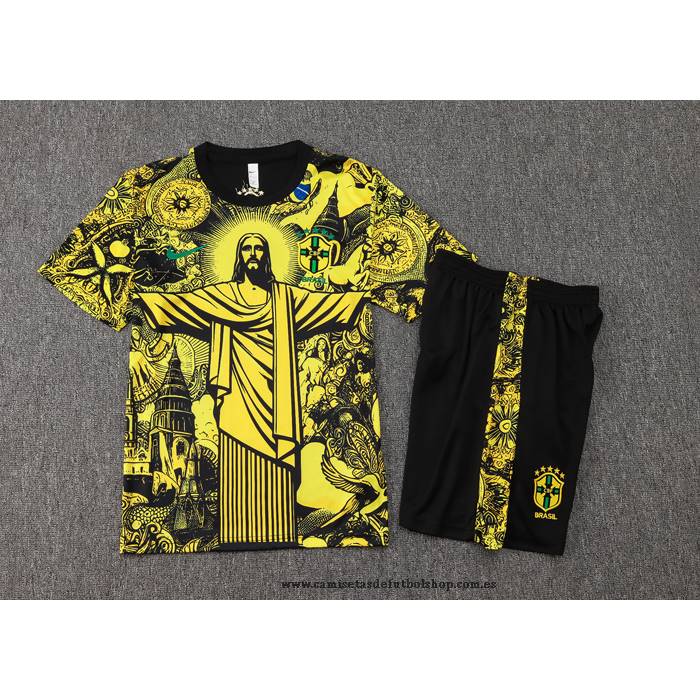 Chandal del Brasil Jesus 24-25 Manga Corta Amarillo - Pantalon Corto